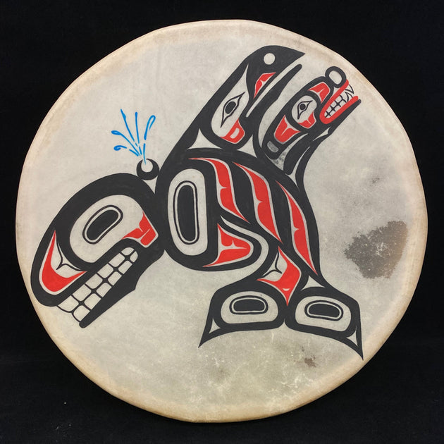 12" Raven & Wolf Double Fin Killer Whale Drum Crazy Wolf Studio