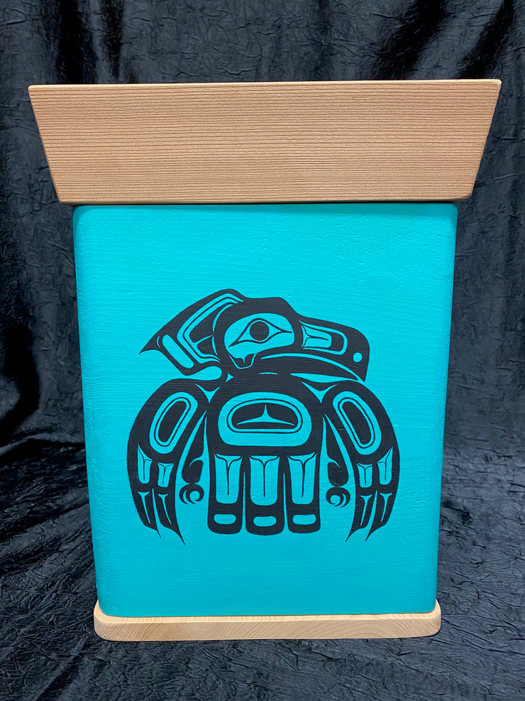 Teal Bentwood Box - Eagle, Killer Whale, Wolf by Ken Decker
