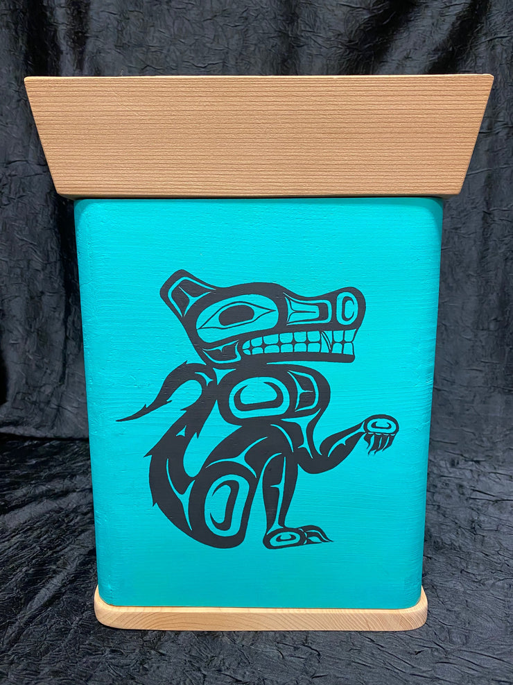 Teal Bentwood Box - Eagle, Killer Whale, Wolf by Ken Decker