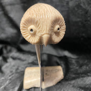 Fossil Walrus Jawbone Ulu - Owl Handle