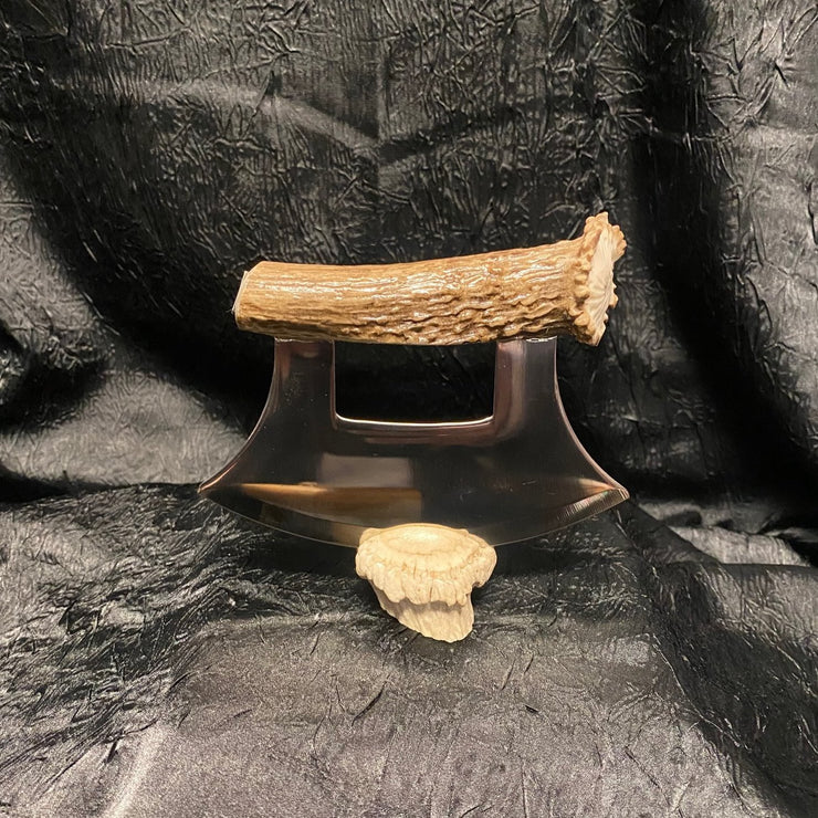 Deer Antler Ulu - with crown on handle & base