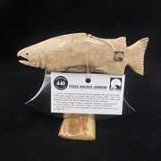 Fossil Walrus Jawbone Ulu - Salmon Body Handle