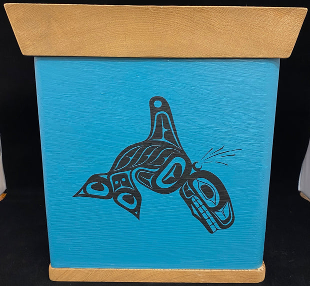 Blue Bentwood Box - Raven, Killer Whale by Ken Decker