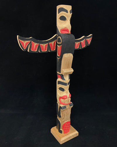 Eagle/Beaver Totem Pole with wings by Norman Natkong Jr.