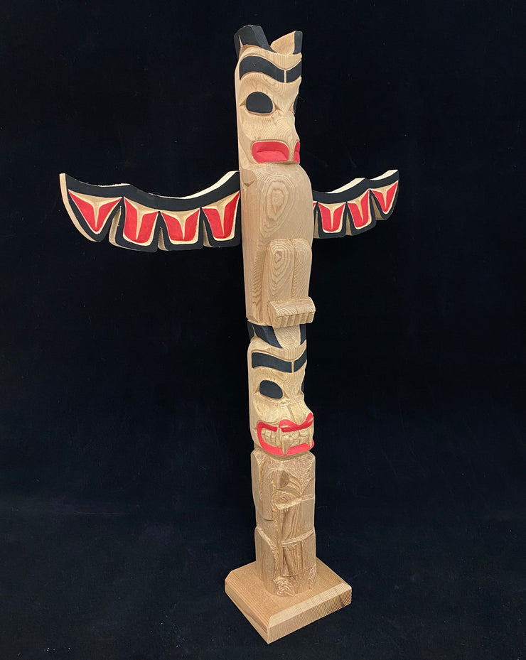 Eagle/Bear Totem Pole with wings by Norman Natkong Jr.